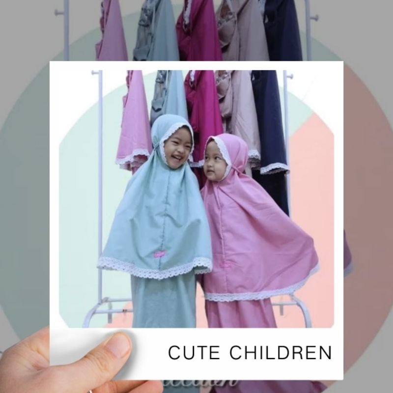 Mukena Anak Polos Renda 3-10 tahun Mukenah Lesty