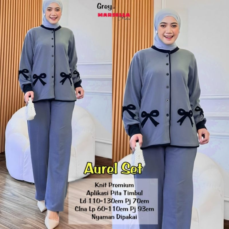 Ready Aurel set knit import ORI Marsella// setelan atasan dan celan