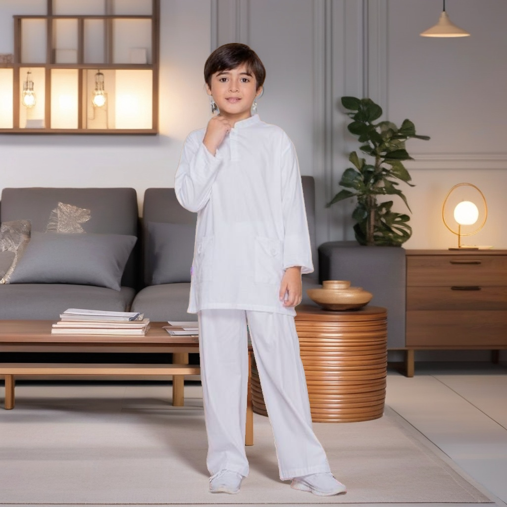 BAJU STELAN KOKO ANAK RAUNA PRIDE RKA 01 PJ WHITE TERBARU / RAUNA BAJU KOKO ANAK LENGAN PANJANG