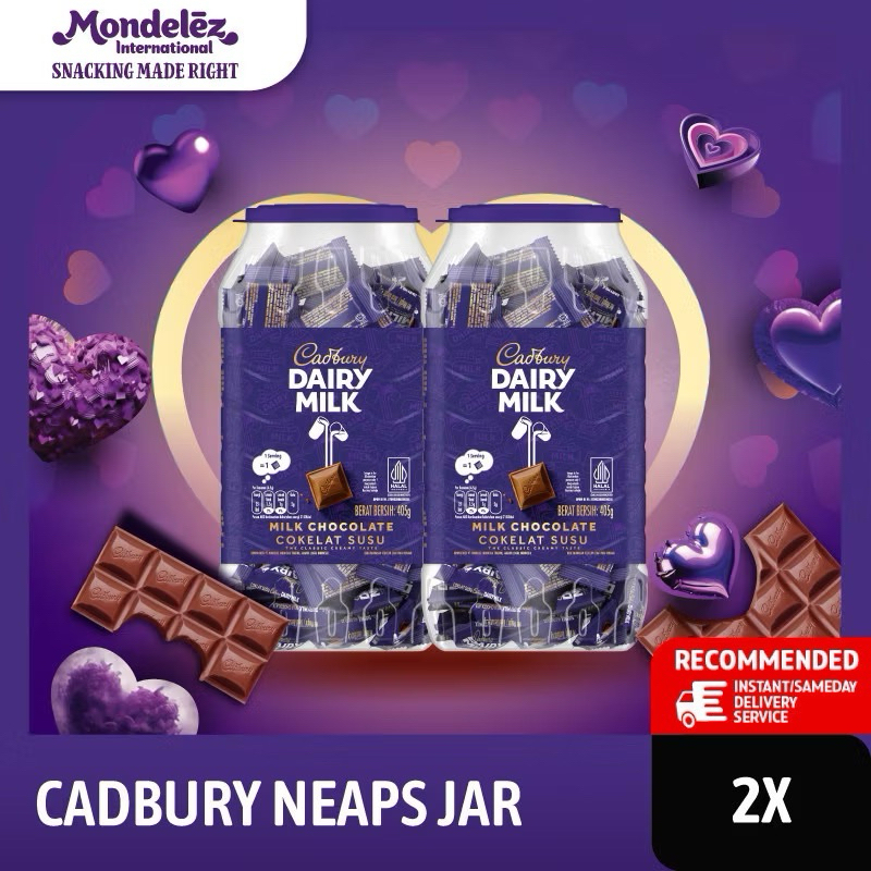 

Cadbury Dairy Milk Cokelat Neaps Jar 405GR X2, Coklat lembut dalam ukuran toples 390