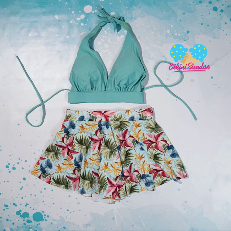 Bikini Rok renang mint import motif lucu