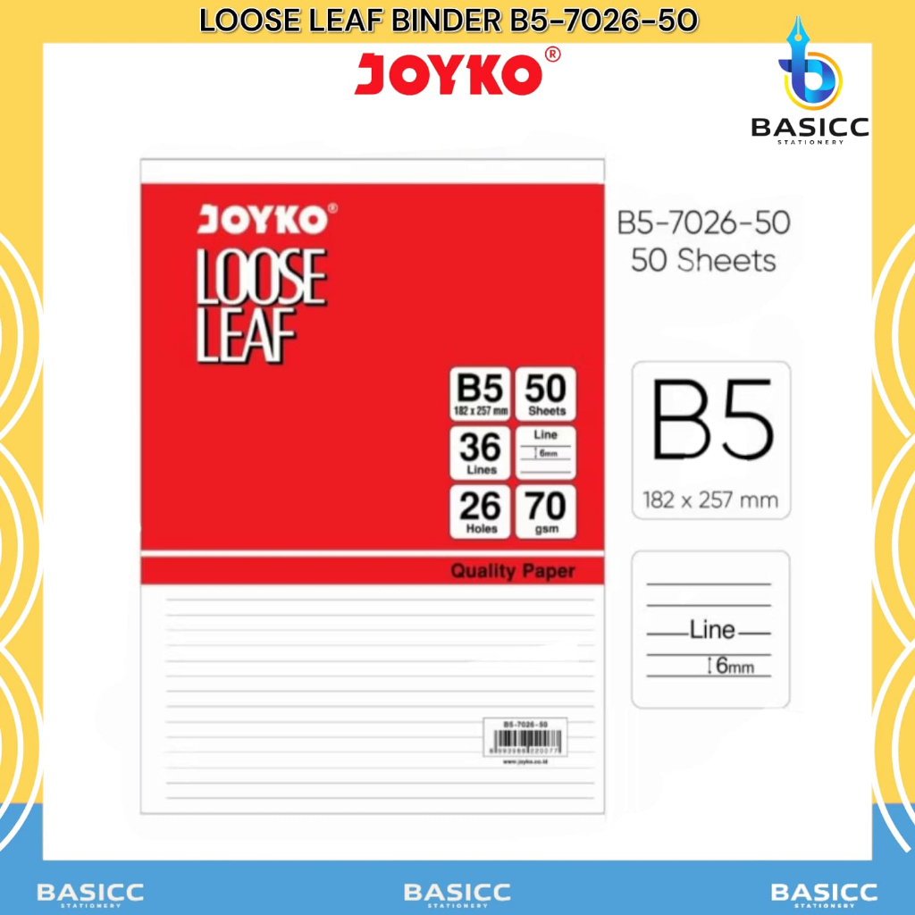 

Joyko Loose Leaf 50 Lembar Kertas Binder Garis B5 7026-50