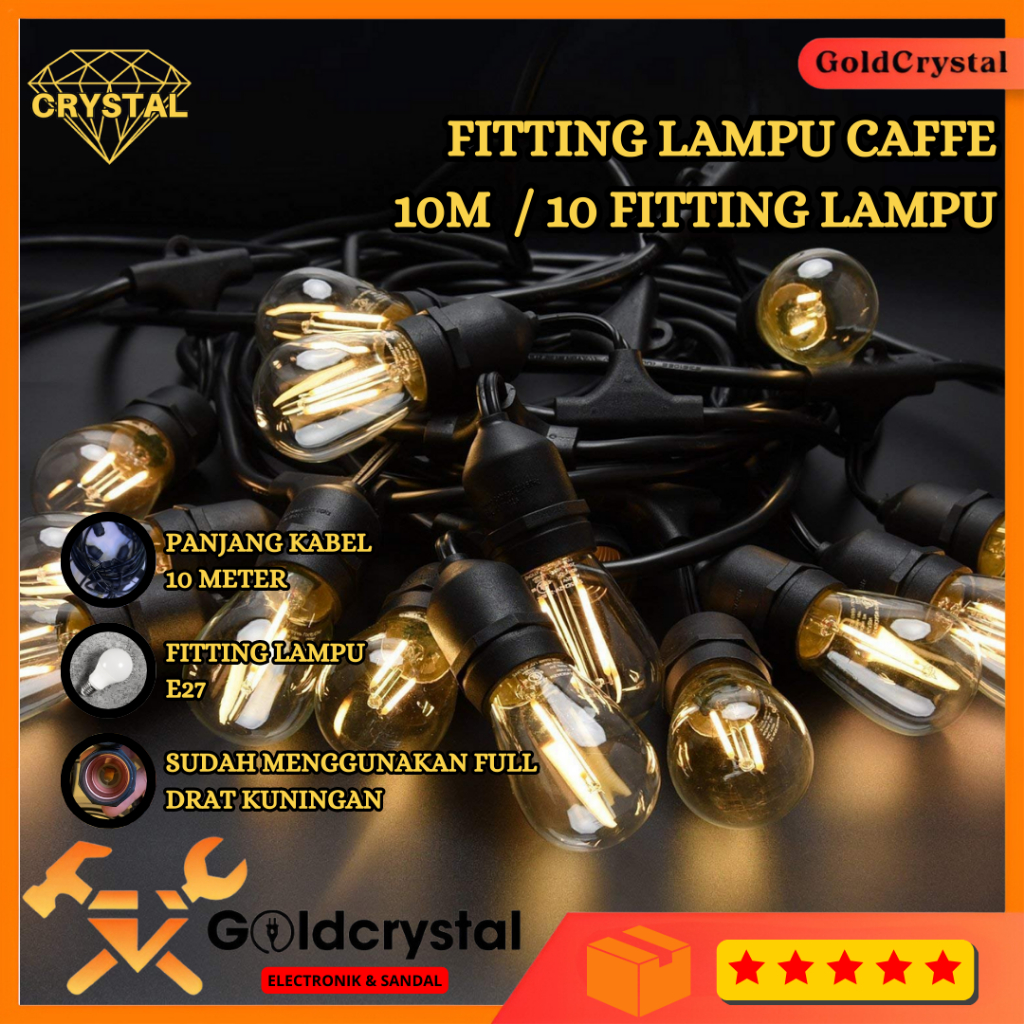HQ45   Kabel Fitting Lampu Cafe 10M/10L Fitting Lampu Dekorasi Outdoor/Lampu Hias Cafe/Lampu
