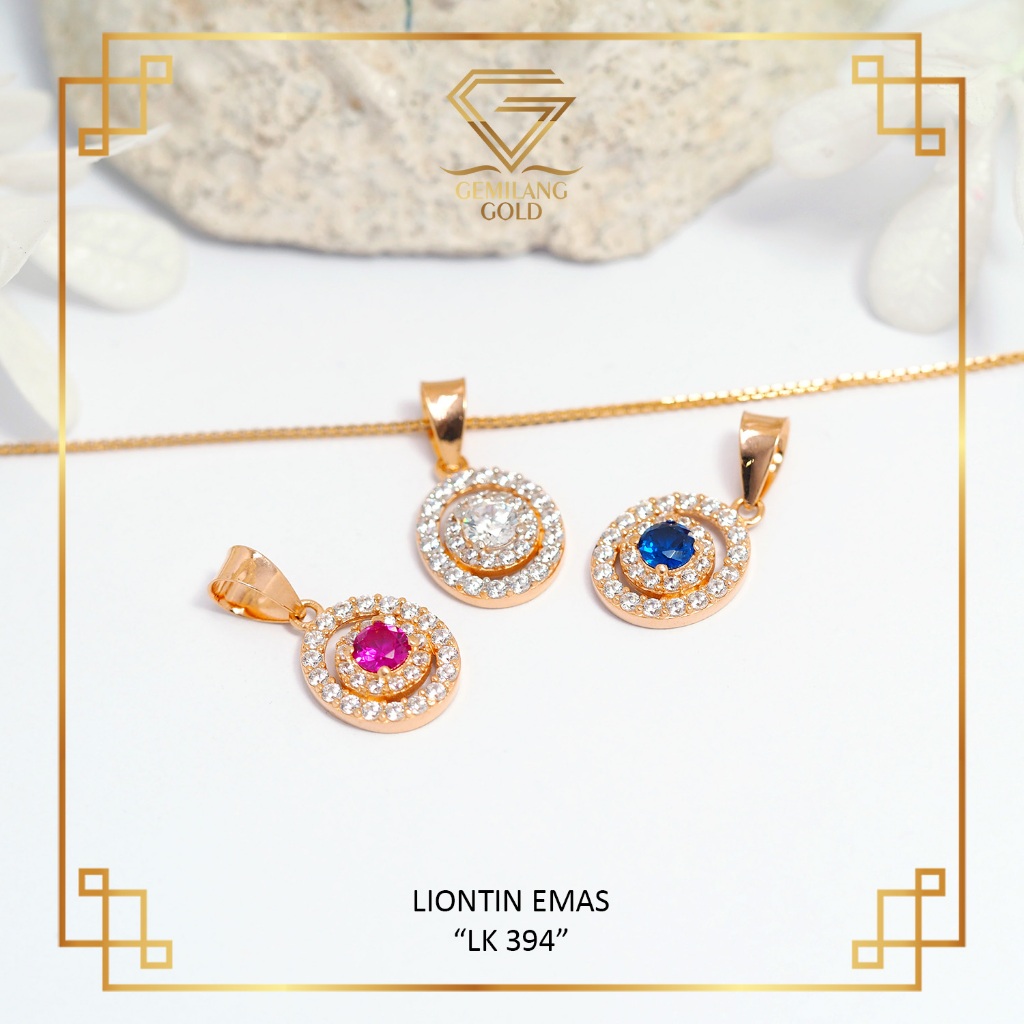 LIONTIN EMAS ASLI KADAR 8K (375) LIONTIN WANITA FULL MATA BATU LK 394