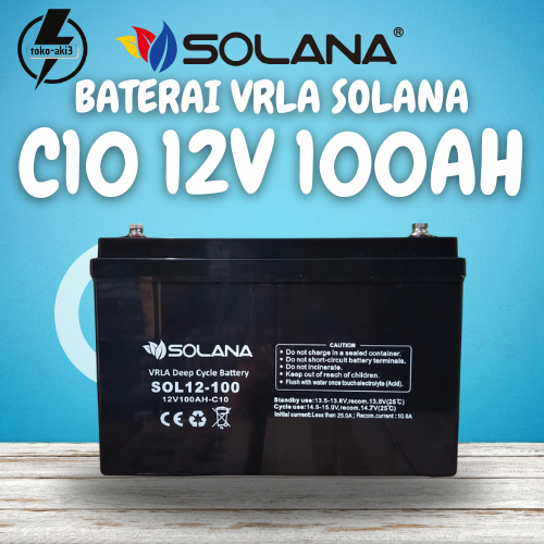 BATERAI SOLANA 12V 100AH AKI UPS SOLANA AKI SOLAR PANEL BATERAI VRLA - SOLANA 12V 100AH C10