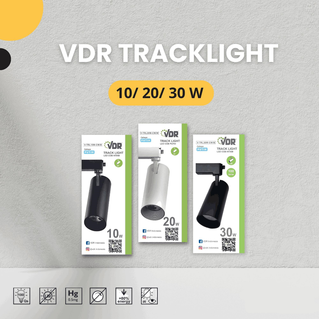 LAMPU TRACKLIGHT VDR 10W / 20W / 30W Hitam Putih