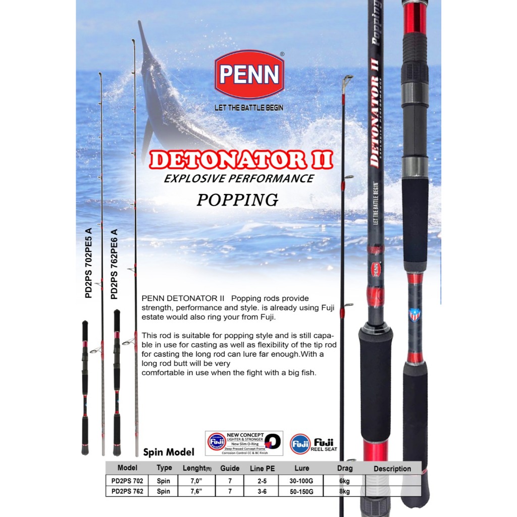 Penn Detonator II Joran Spinning Popping