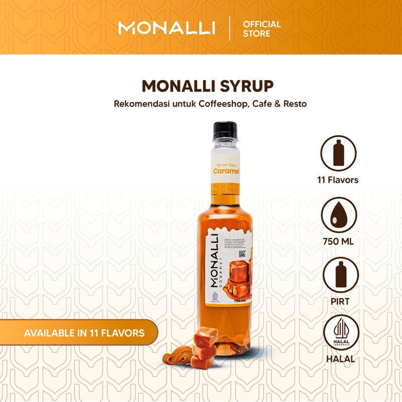 

Monalli Syrup - 750 mL Syrup Caramel / Sirup Karamel Premium / Sirup Kopi / Sirup Minuman Rasa / Sirup Mocktail