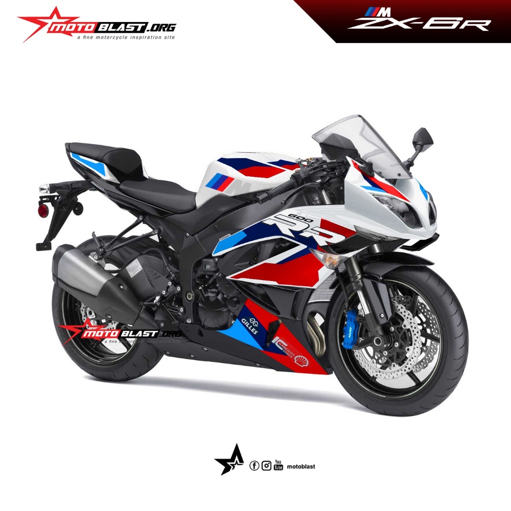 Decal Sticker ZX6R 2012 Tricolor Full Body Motoblast