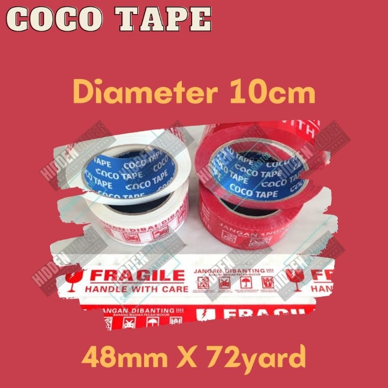 

Lakban Fragile Coco Tape Merah dan Putih