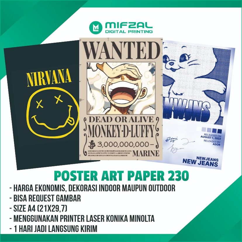 

POSTER A4 ART PAPER 23Ogr. HIASAN DINDING, DEKORASI INTERIOR-EXTERIOR, BISA REQUEST GAMBAR/DESAIN