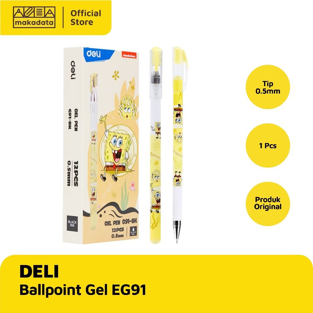 

PULPEN / BOLPEN GEL SPONGEBOB DELI EG91-BK 0.5MM (1 PCS) MURAH