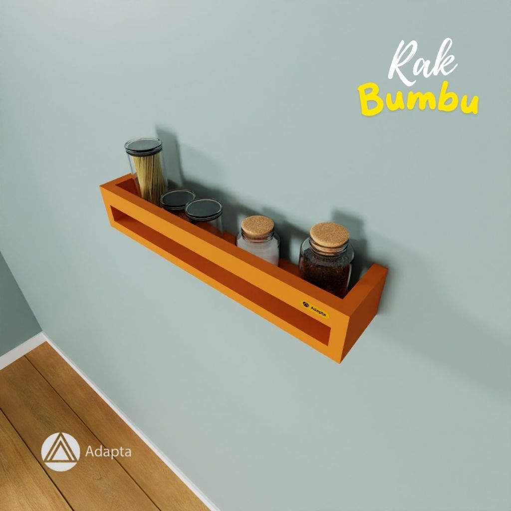 Adapta- Rak Dapur Tempat Bumbu Tempel Dinding Warna Orange -Rak Bumbu Dapur Tempel Dinding - Rada D2