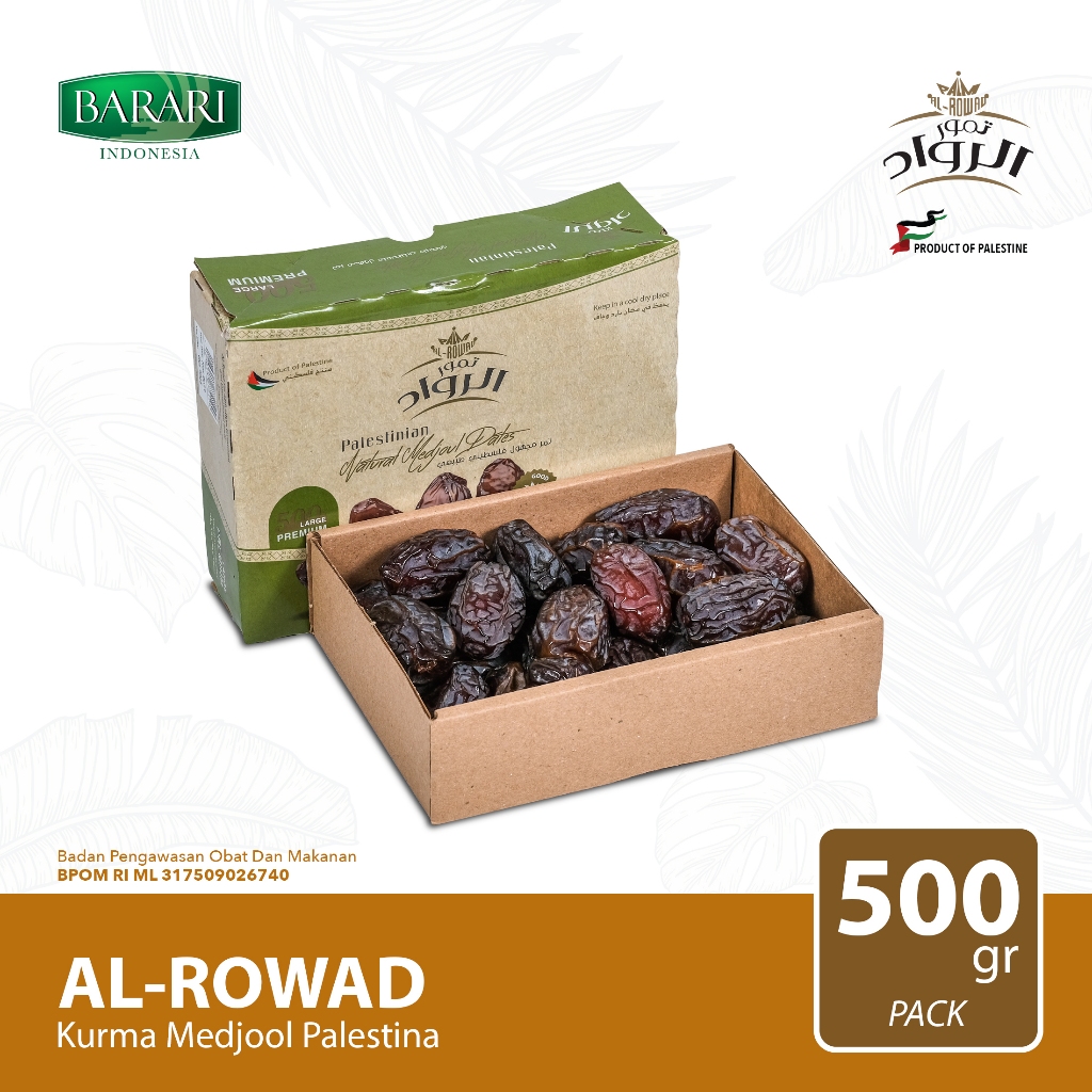 

AL-RWAD Kurma Medjool Palestina 500Gr Premium Dates High Quality Tekstur Lembut dan Legit