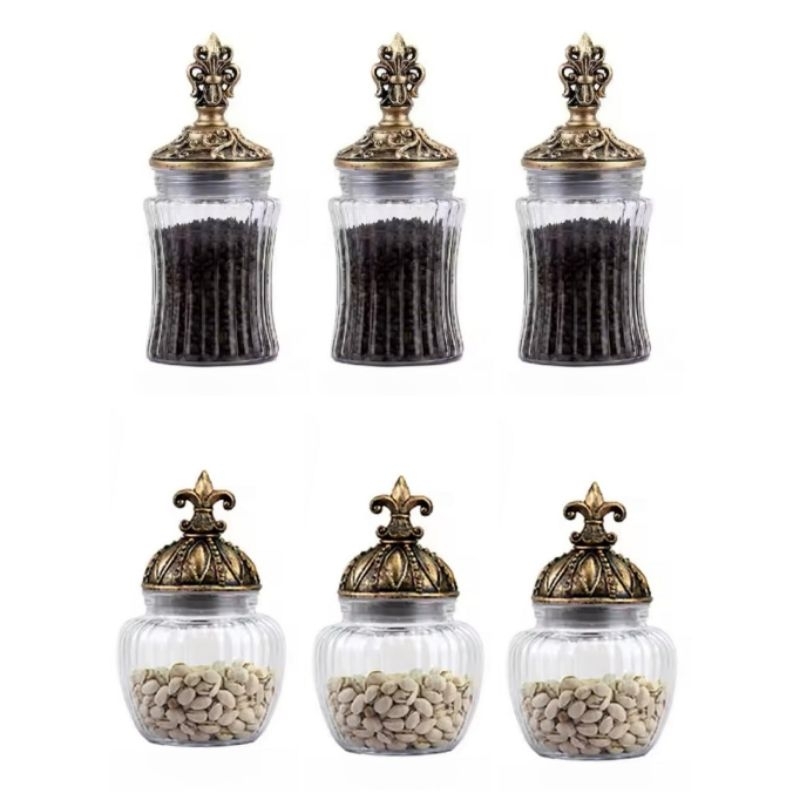 Toples Kaca Kedap Udara Sst isi 3 Toples Vintage Kedap Toples Kue Kering Vintags Aesthetic Bulat