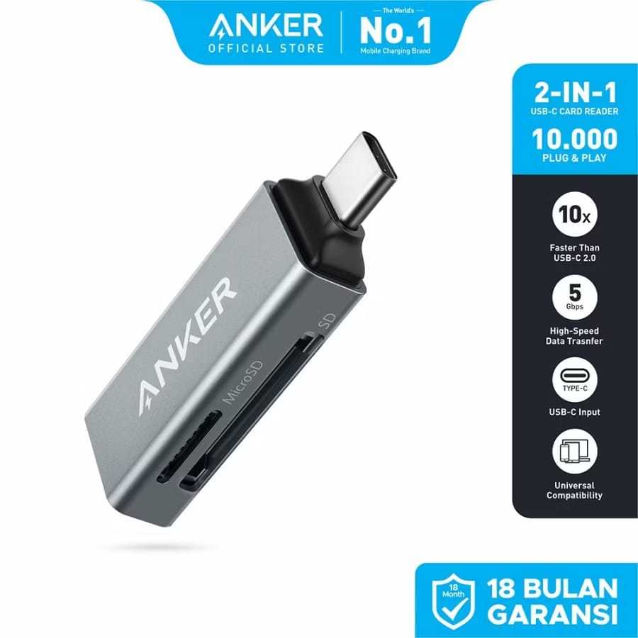 Anker USB-C Memory Card Reader 2in1 MicroSD TF SD Card MMC OTG - A8370