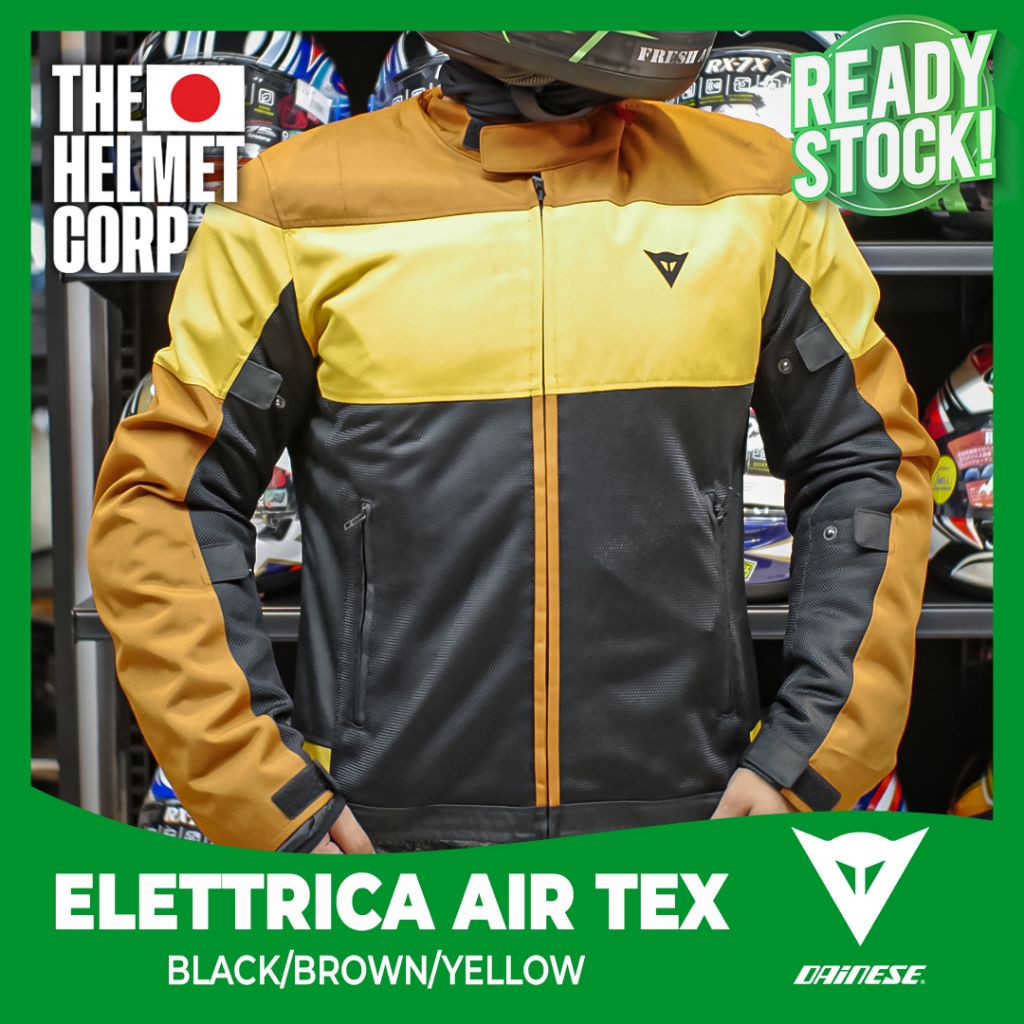 JACKET DAINESE ELETTRICA AIR TEX BLACK/BROWN/YELLOW JAKET MOTOR RIDING TOURING