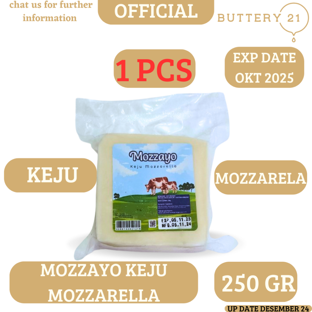 

MOZZAYO KEJU MOZZARELLA 250 GR/MOZZARELLA FROZEN/KEJU MOZARELA