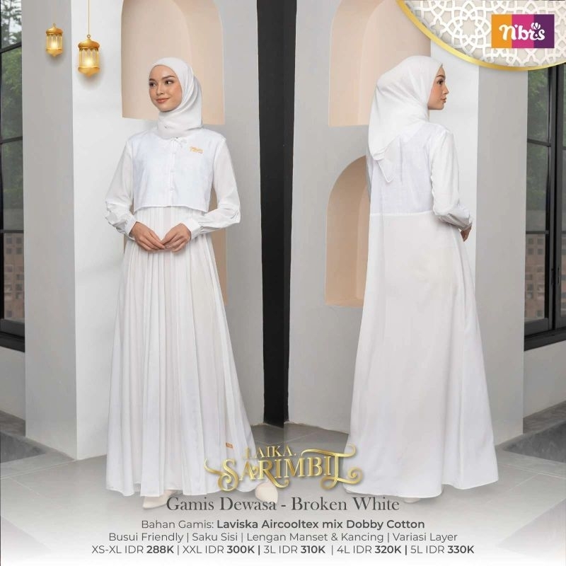 NIBRAS GAMIS PROMO LAIKA BROKEN WHITE/BAJU MUSLIM DEWASA CUCI GUDANG