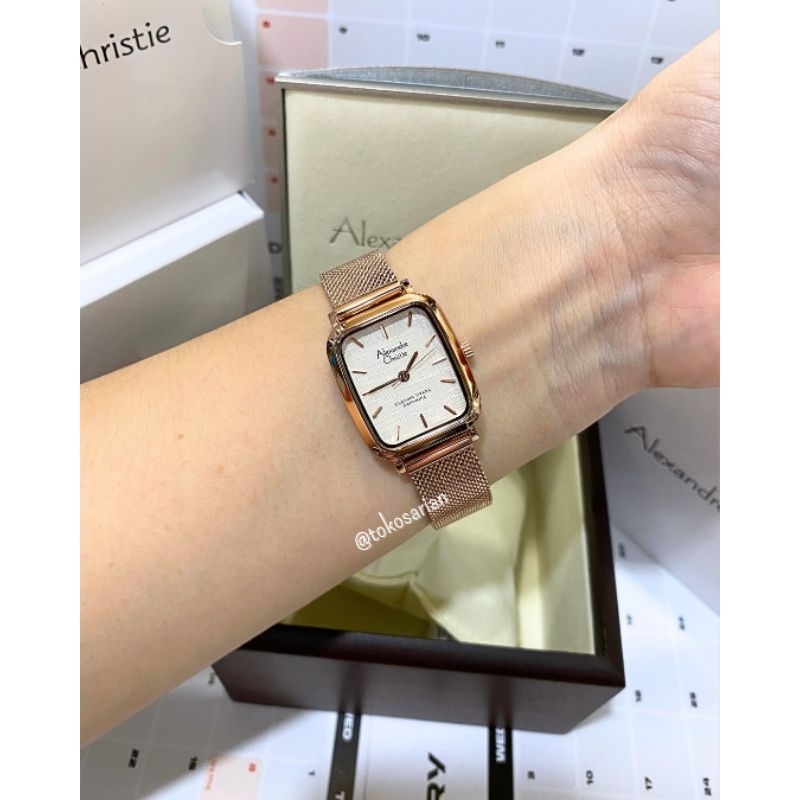 Alexander Christie AC 8699 LH Original Bergaransi Jam Tangan Rantai Pasir Analog Wanita