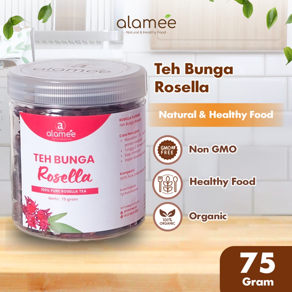 

ALAMEE Rosella Tea Teh Bunga Rosela Kering Flower Merah Organik Red 75gr