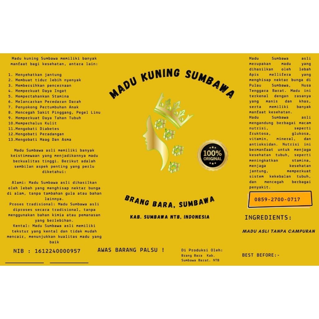 

Madu Kuning asli dari hutan tambora sumbawa 250gr