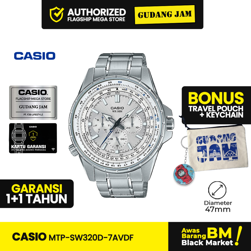 Jam Tangan Casio Pria MTP-SW320D-7AVDF Analog Rantai Silver