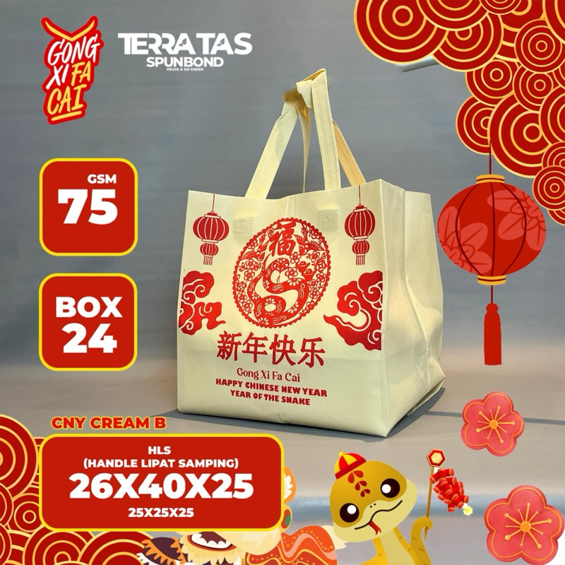 

Special Edition Chinese New Year Imlek Tahun Ular Goodie Bag Tas Kain Handle Lipat Samping 75 GSM 26x40x25 Box 24