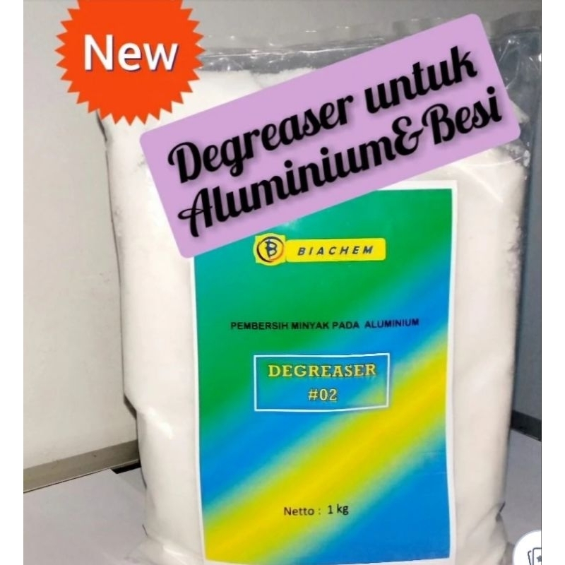 Degreaser Aluminium powder, 1 kg. Bisa untuk membuat 20 liter larutan jadi siap pakai. Bisa untuk al