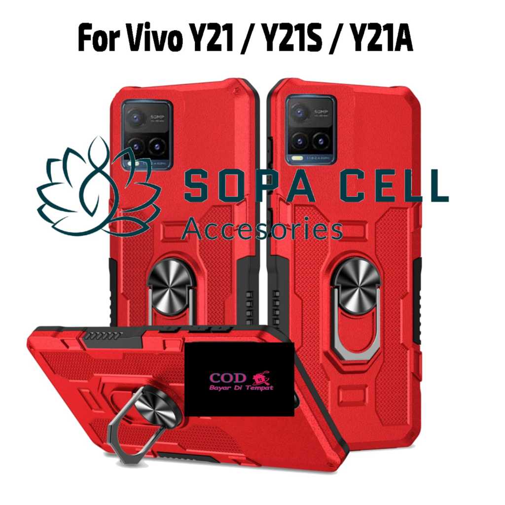CASING HP UNTUK VIVO Y21 / Y21S / Y21A CASE ROBOT HIT EYE RING CASING STANDING NEW COVER