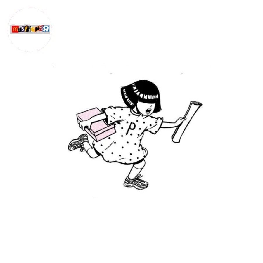 

sticker papergirl paris x asics x beams graphic logo diecut stiker paperboy