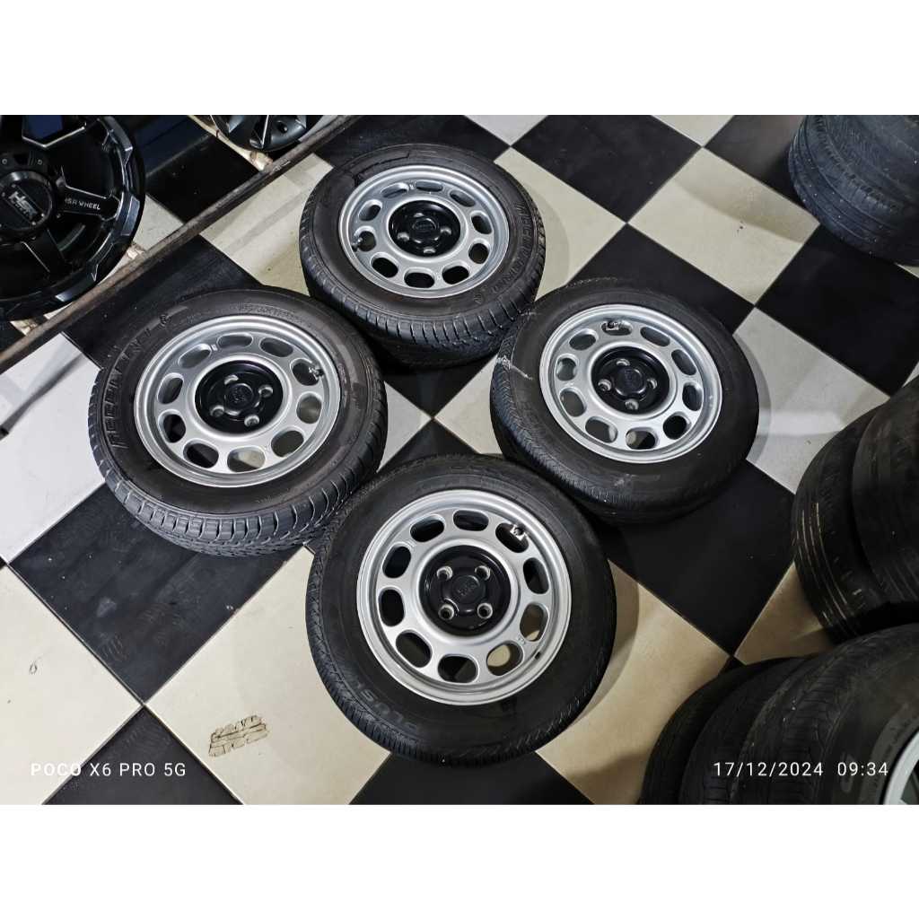 VELG MOBIL BEKAS HSR KLG RING 14 LEBAR 5,5 4X100 SLV + BAN ACC 175 65 DAN 185 60 UNTUK MOBIL AGYA AY