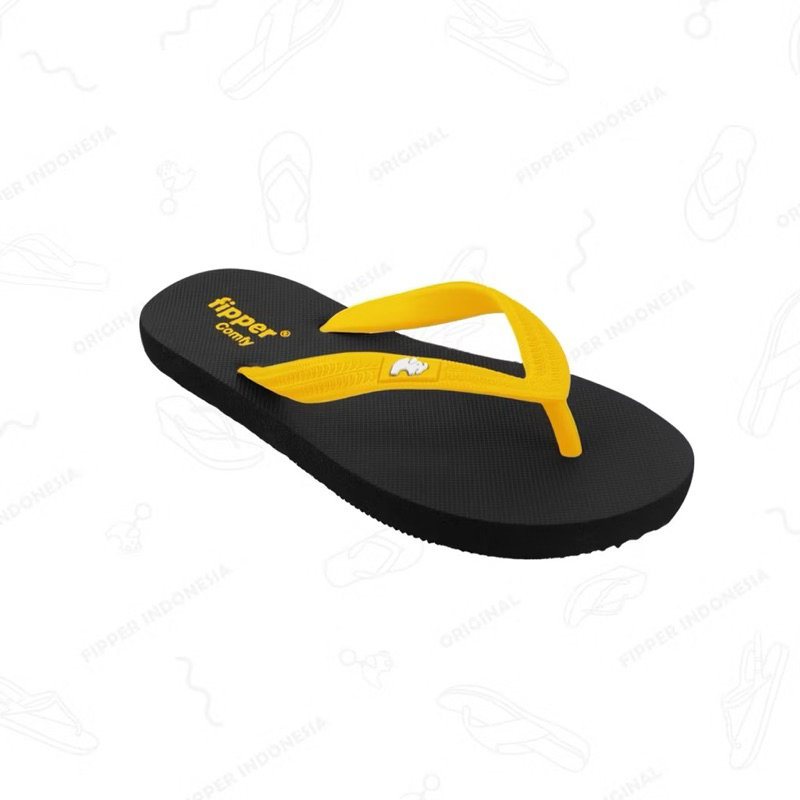 Sandal Fipper Original Comfy - Black / Yellow