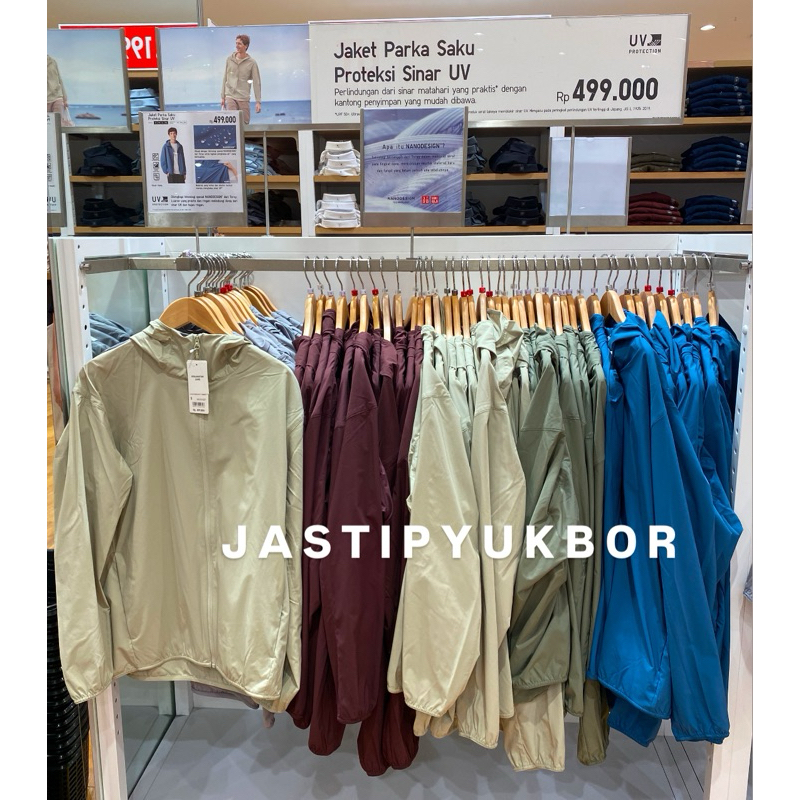 Man Uniqlo Jaket Parka Saku UV Protection