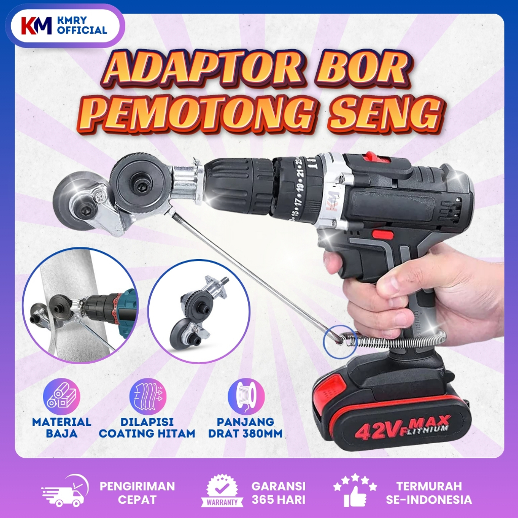 KMRY Adaptor Bor Pemotong Seng - Alat Adapter Drill Plate Cutter Alat Potong Gunting Plat Besi