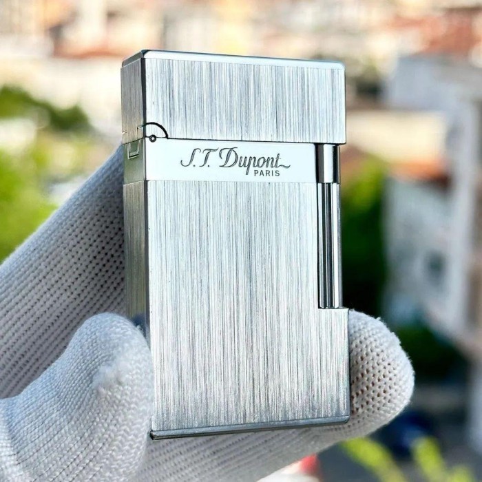 Korek Api S.t Dupont Full Silver Brush Lighter Premium Quality