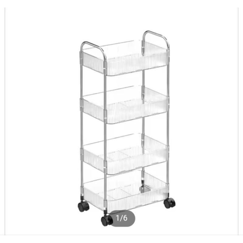 Rak penyimpan dapur / rak troli sayur rak plastik rumah tangga kamar mandi dapur troli dengan roda