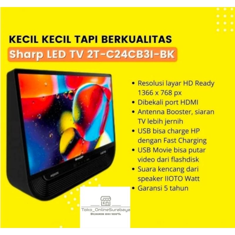 tv led semi tabung 24 inch SHARP 2TC24CB3IBK