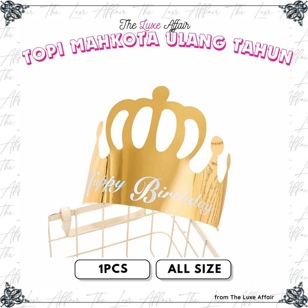 Mahkota Crown King Party Ulang Tahun Kertas Premium Tulisan Happy Birthday Mahkota Kertas Topi Ulang