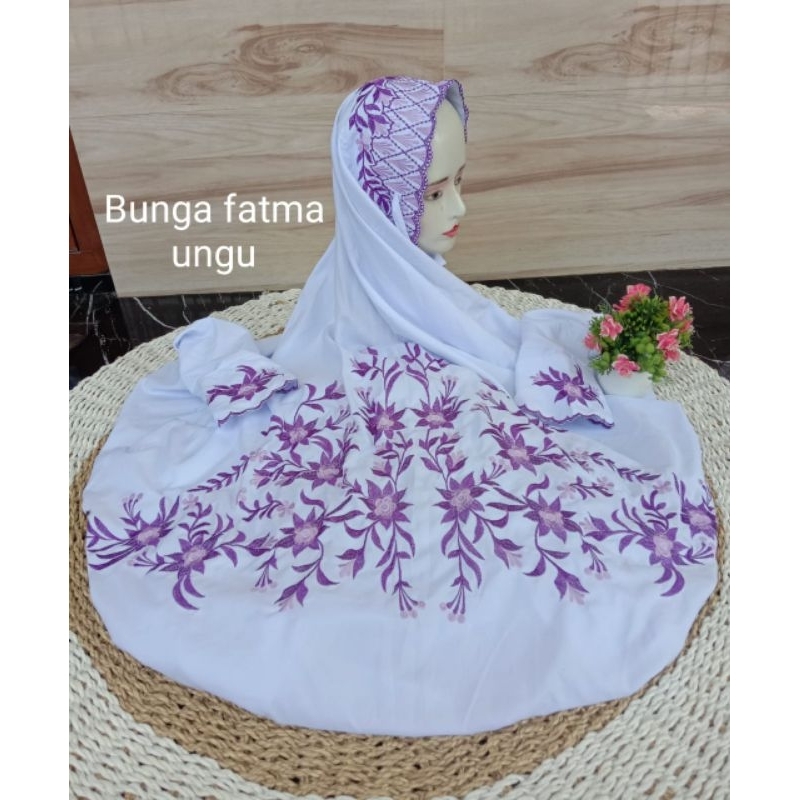 Mukena Terusan / Lajuran Bordir Putih Motif Bunga Minang Cantik Katun Micro