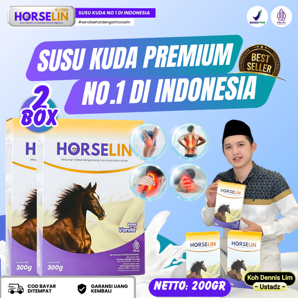

HORSELIN Susu Kuda Premium Asli Original Atasi Nyeri Sendi dan Daya Tahan Tubuh - 2 BOX