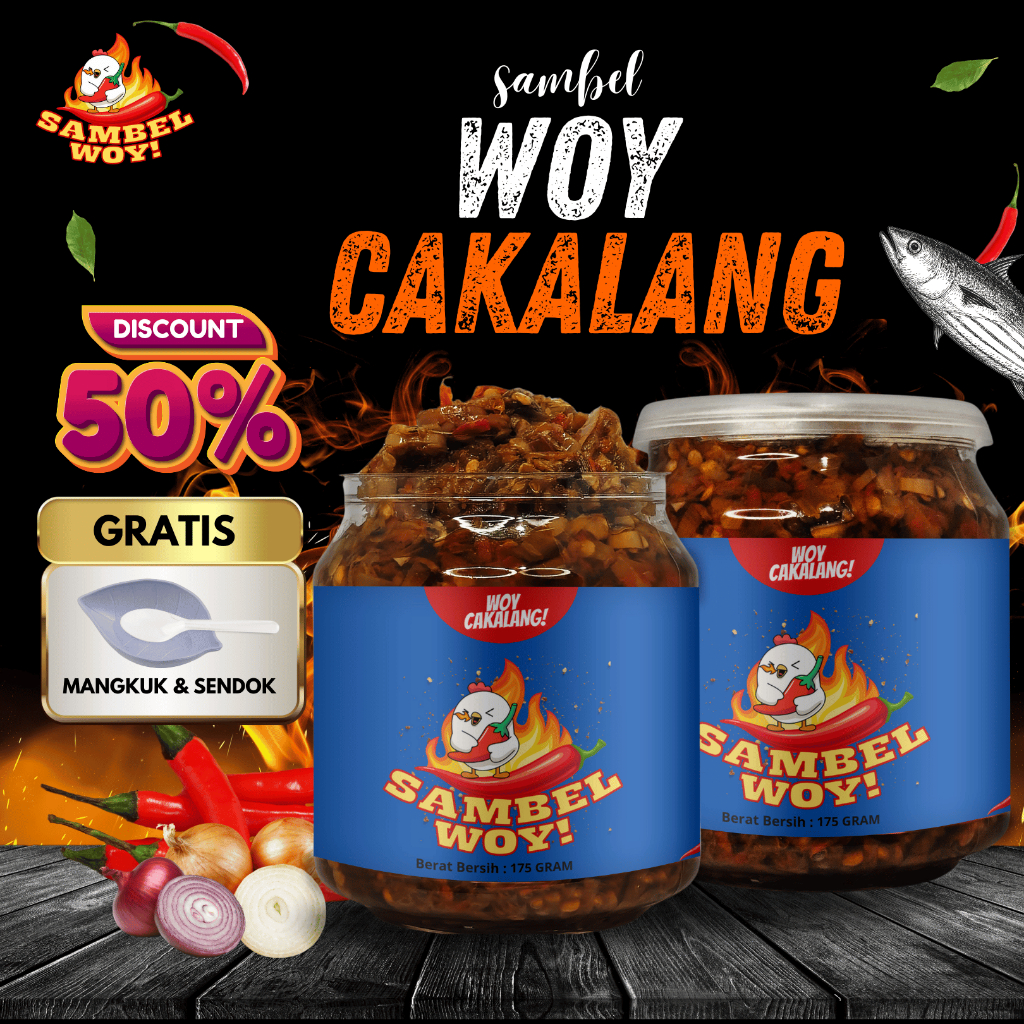 

SAMBAL CAKALANG 175 GRAM SAMBEL WOY CAKALANG - SAMBAL INSTANS PEDAS KHAS BOGOR