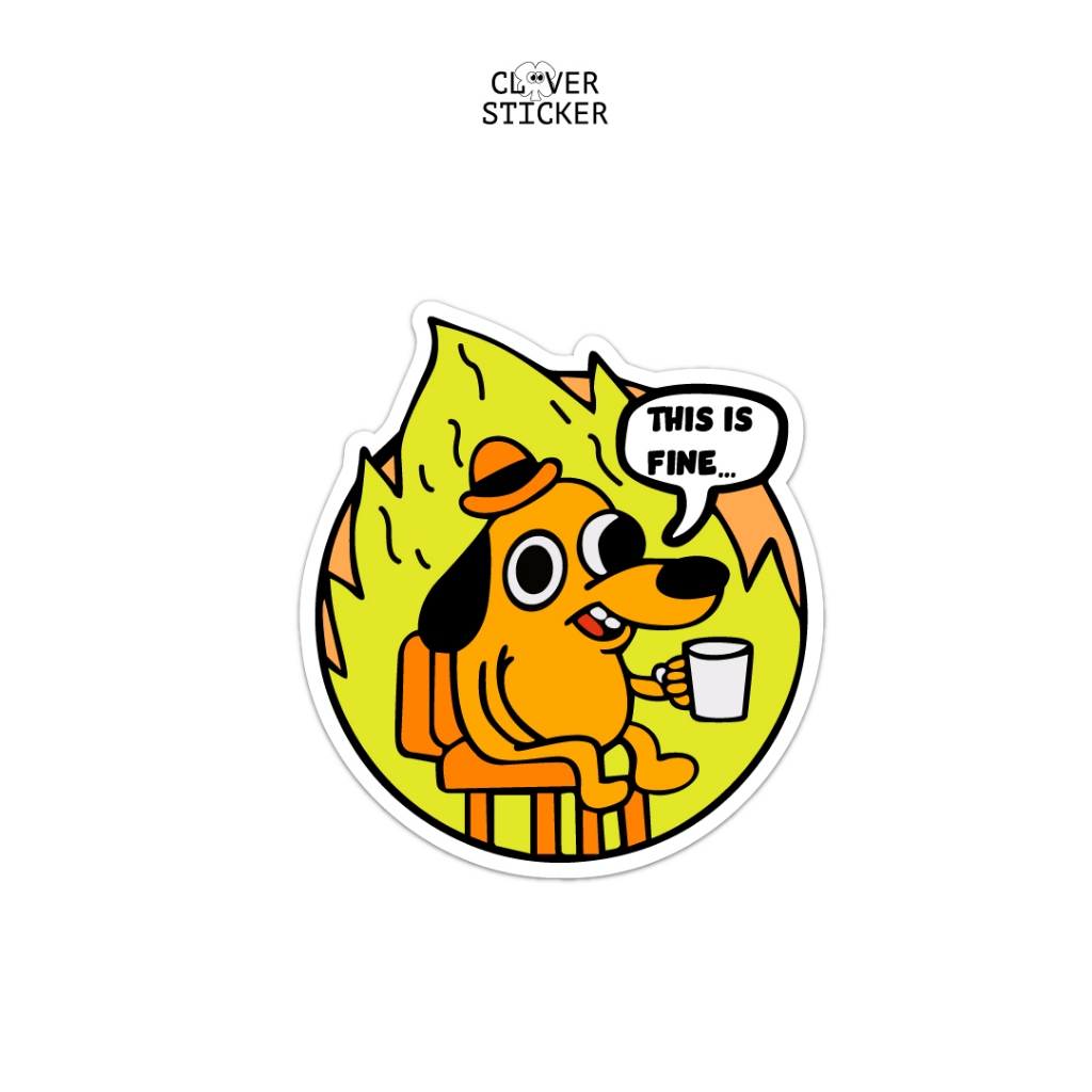 

Vinyl Sticker Meme This is Fine - Stiker Aesthetic Helm, Aksesoris HP, Laptop, Tumbler