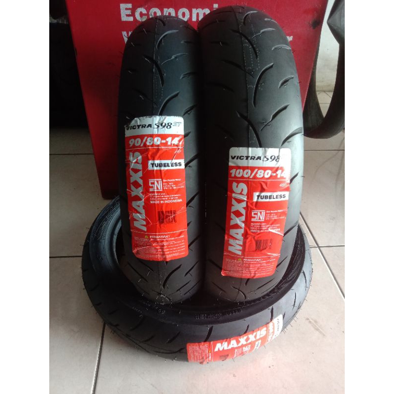 (PAKET 2 BAN RING 14) MAXXIS VICTRA S98ST 90/80-14 & 100/80-14 BAN MAXXIS VICTRA TUBELESS R14 MOTOR 