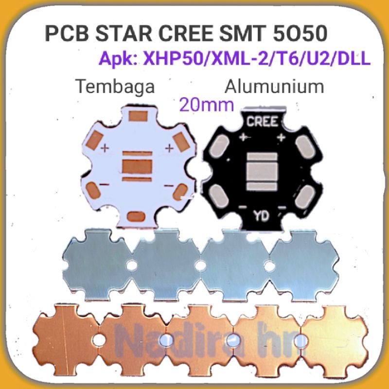 PCB Led Cree 5050 Tembaga Alumunium star heatsink XHP50 XHP50.2 XML XML-T6 U2 SMT5050