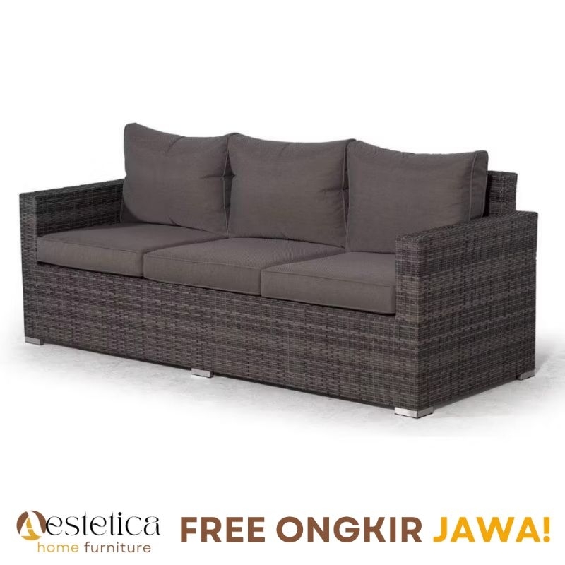 (FREE ONGKIR) SOFA ROTAN 3 SEATER / SOFA PANJANG ROTAN By Aestetica Furniture Surabaya