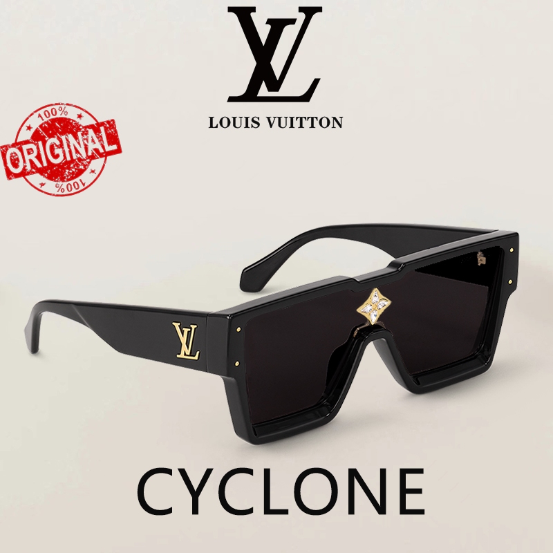 【100% Original】Kacamata hitam LV Cyclone Sunglasses Black pria wanita Ori LOUIS VUITTON Z1578E