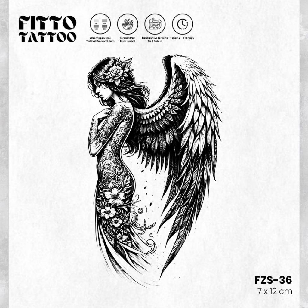 INKITA-Tatto Temporer Semi Permanent Fruit Ink Tato Temporary Anti Air Sayap Angel Semicolon Stiker
