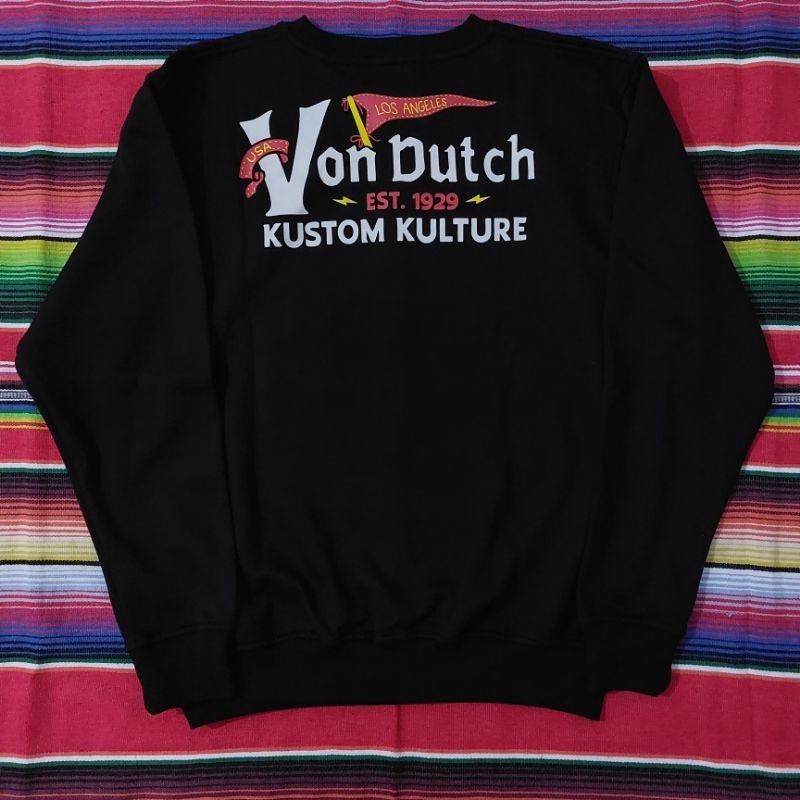 CREWNECK - VON DUTCH - HITAM  - XL - ORIGINAL JAKET