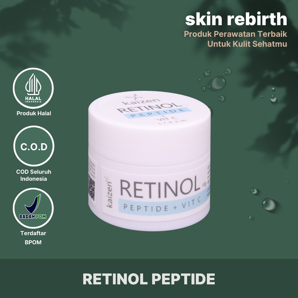 KAIZEN RETINOL Peptide + Vit C Cream Krim Malam Pencerah & Antiaging / Retinol Peptide Night Cream